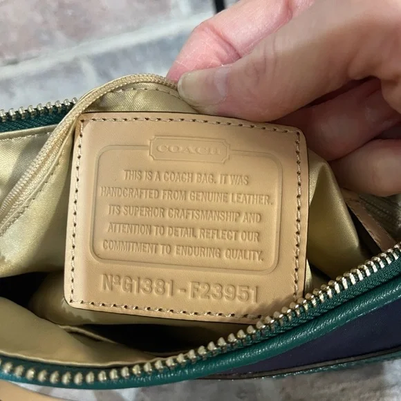 Coach Blue and Green Shoulder Bag with Adjustable Strap - Picture 6 of 8